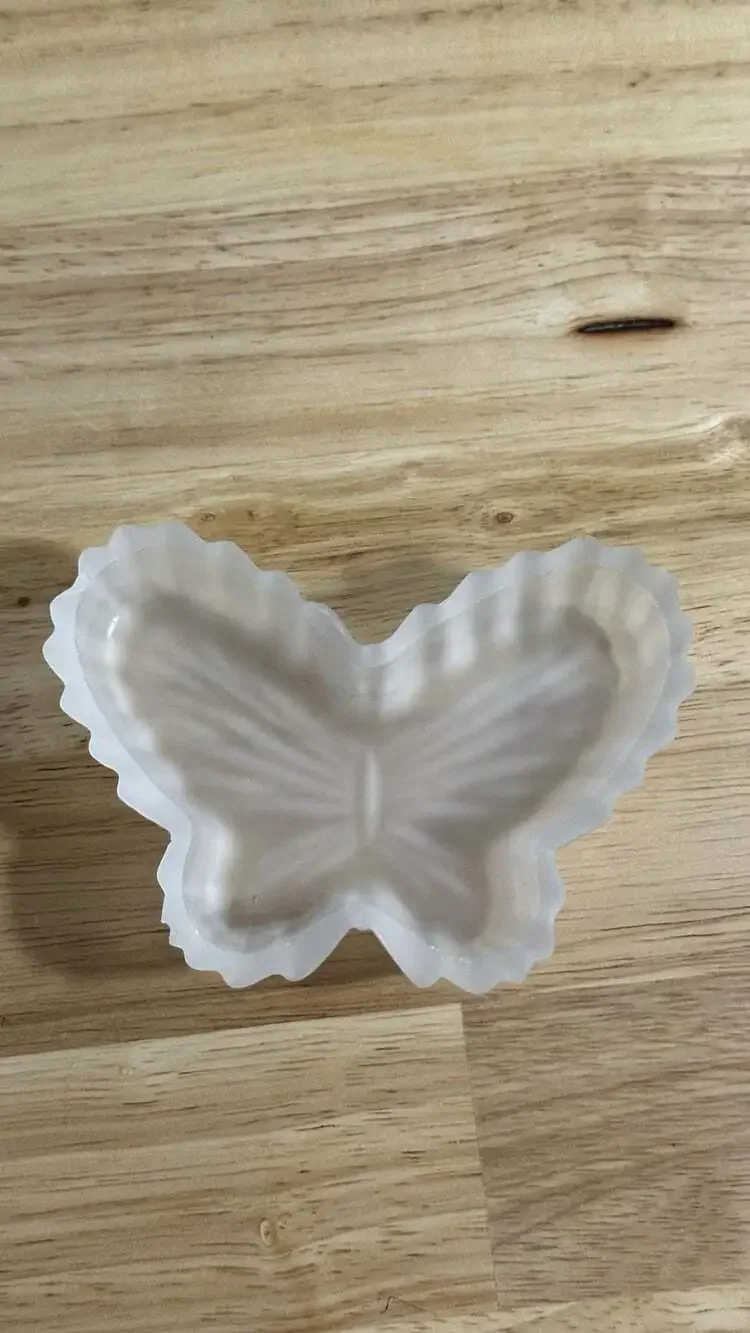 Vintage Frosted Glass Butterfly Dish Trinket Box with Pink Porcelain Rose Lid